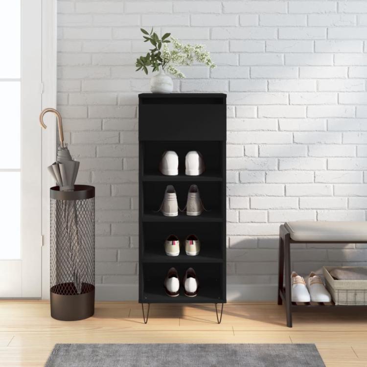 Picture of Shoe Cabinet Black 40x36x105 cm Engineered Wood