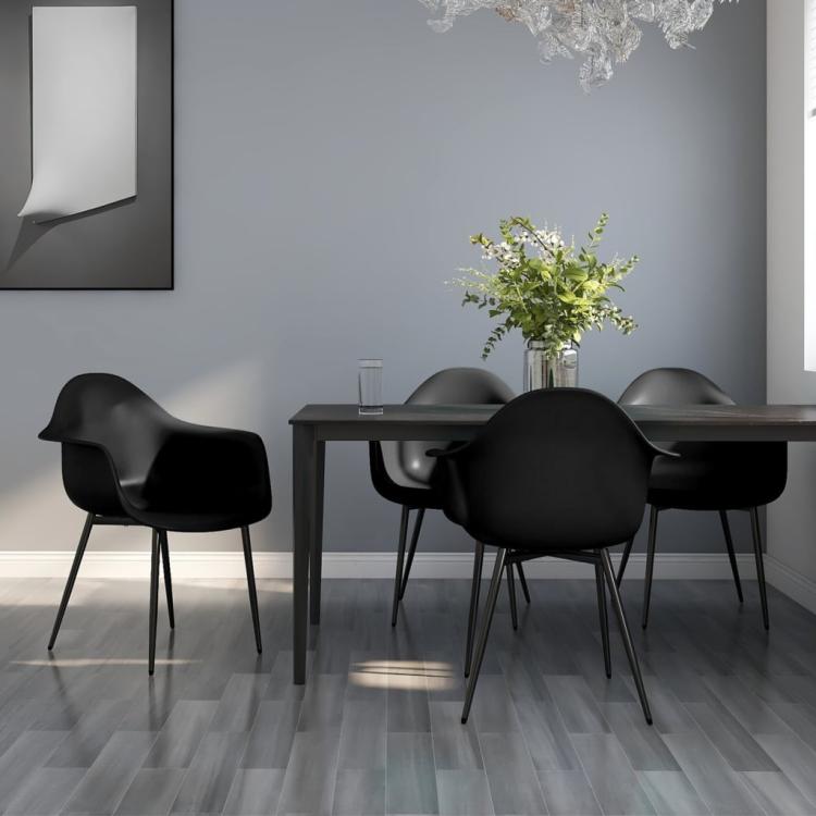 Picture of Dining Chairs 4 pcs Black PP