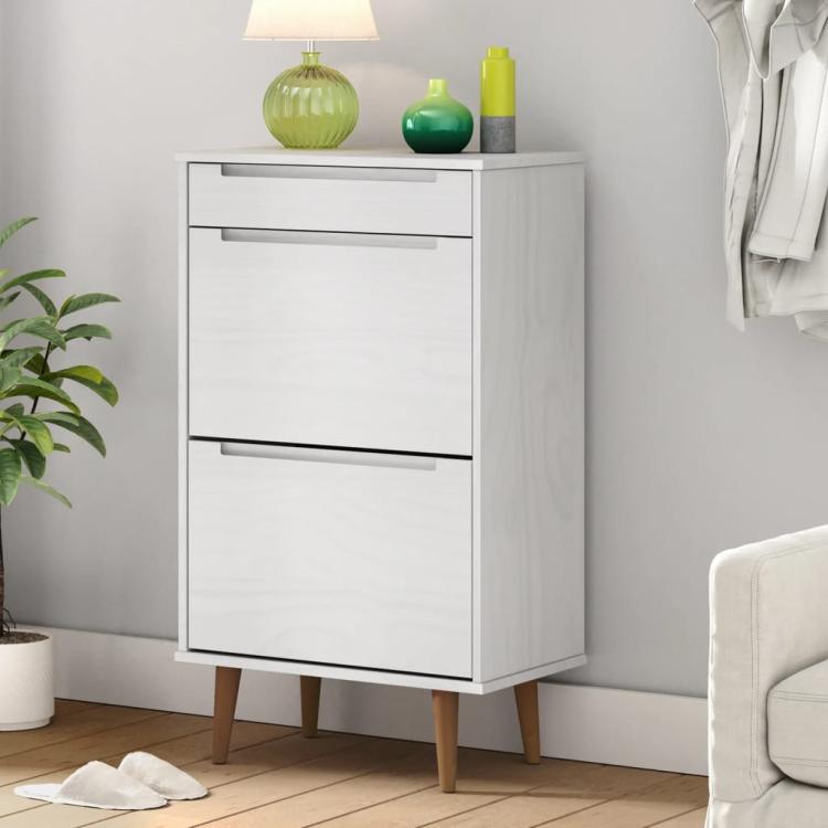 Picture of Shoe Cabinet MOLDE White 595x35x103 cm Solid Wood Pine