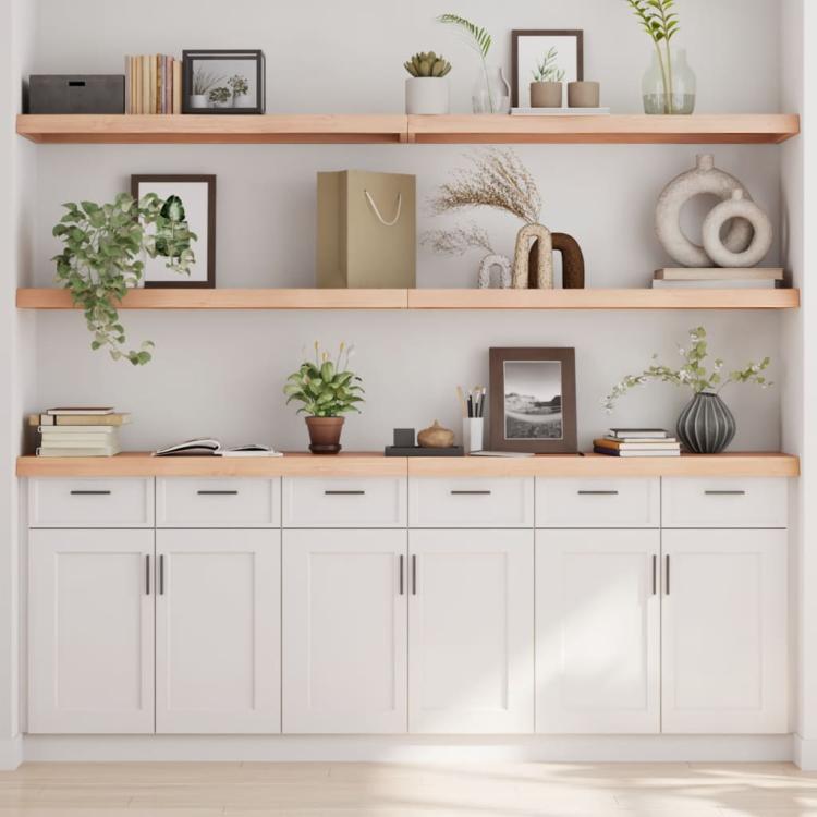 Picture of Wall Shelf 220x30x2-6 cm Untreated Solid Wood Oak
