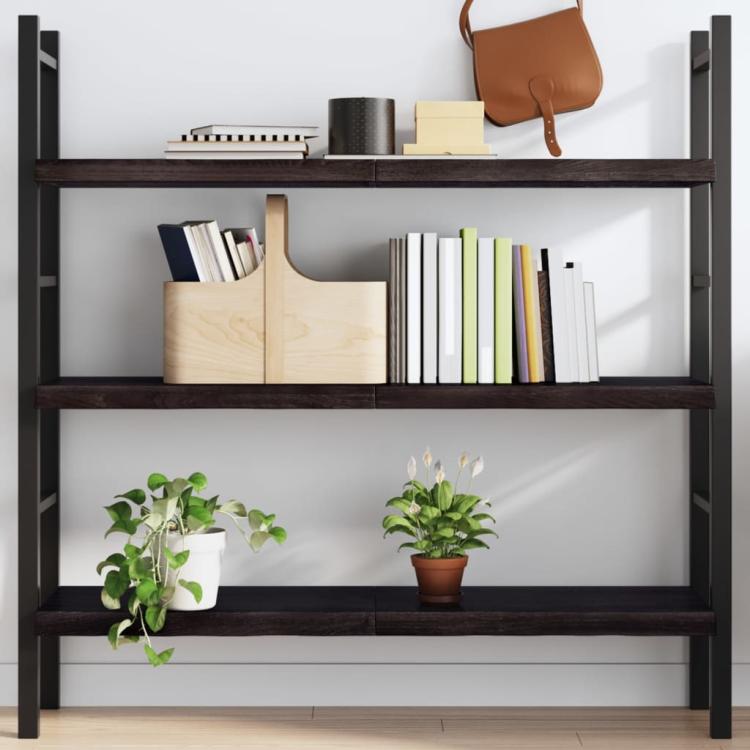 Picture of Wall Shelf Dark Brown 120x30x2-4 cm Treated Solid Wood Oak