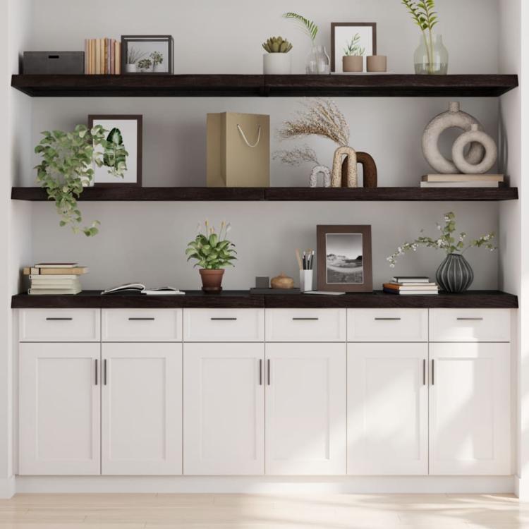 Picture of Wall Shelf Dark Brown 220x50x2-6 cm Treated Solid Wood Oak