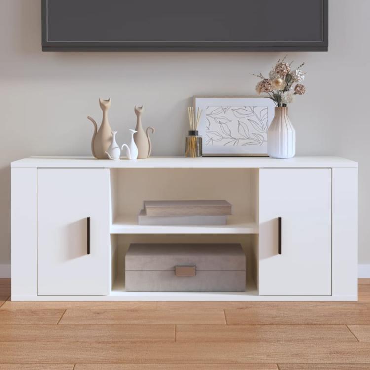 Picture of TV Cabinet White 100x35x40 cm Engineered Wood