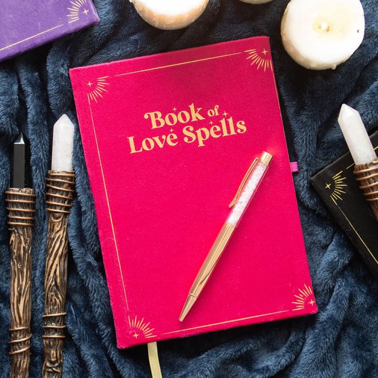 Picture of Book of Love Spells Journal with Rose Quartz Crystal Pen