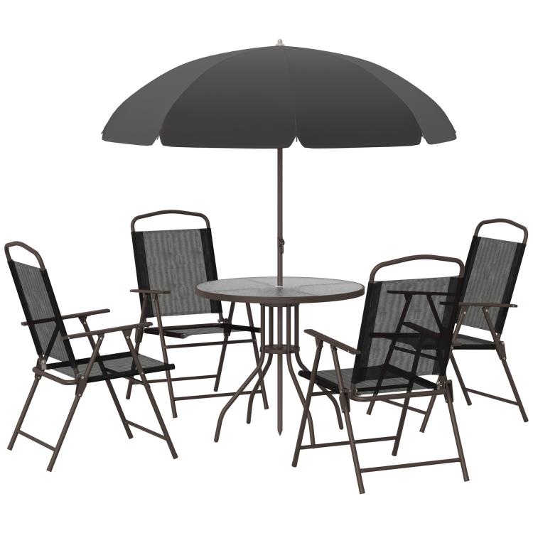 Picture of 6 Piece Garden Dining Set with Umbrella Patio Sets with