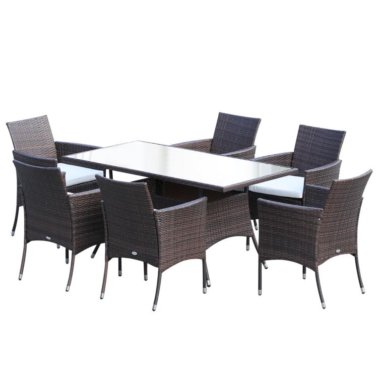 Picture of 6 Seater Rattan Dining Set with Cushions Rattan Garden