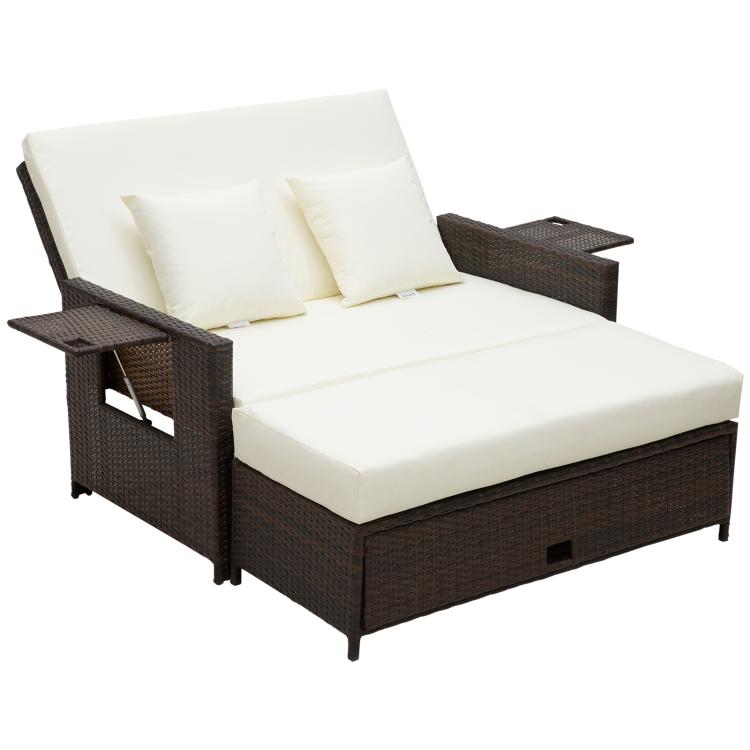 Picture of Rattan Sun Lounger 2 Seater Day Bed-Brown