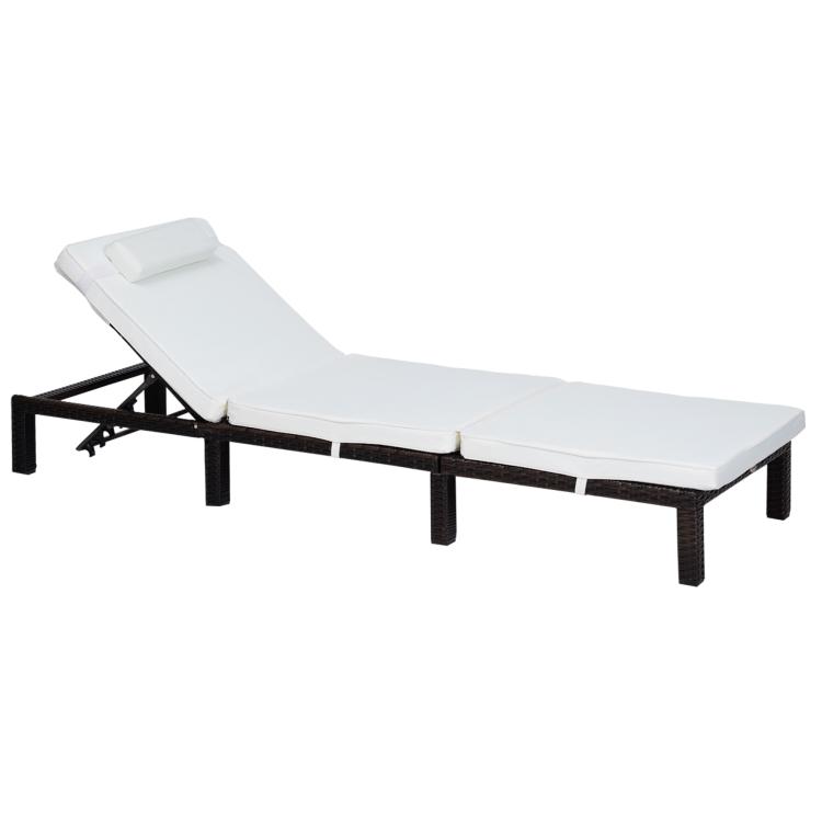 Picture of Rattan Sun Lounger 5-Level Adjustable Garden Lounger