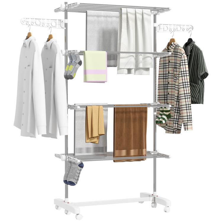 Picture of Four-Shelf Collapsing Clothes Horse With Side Arms and