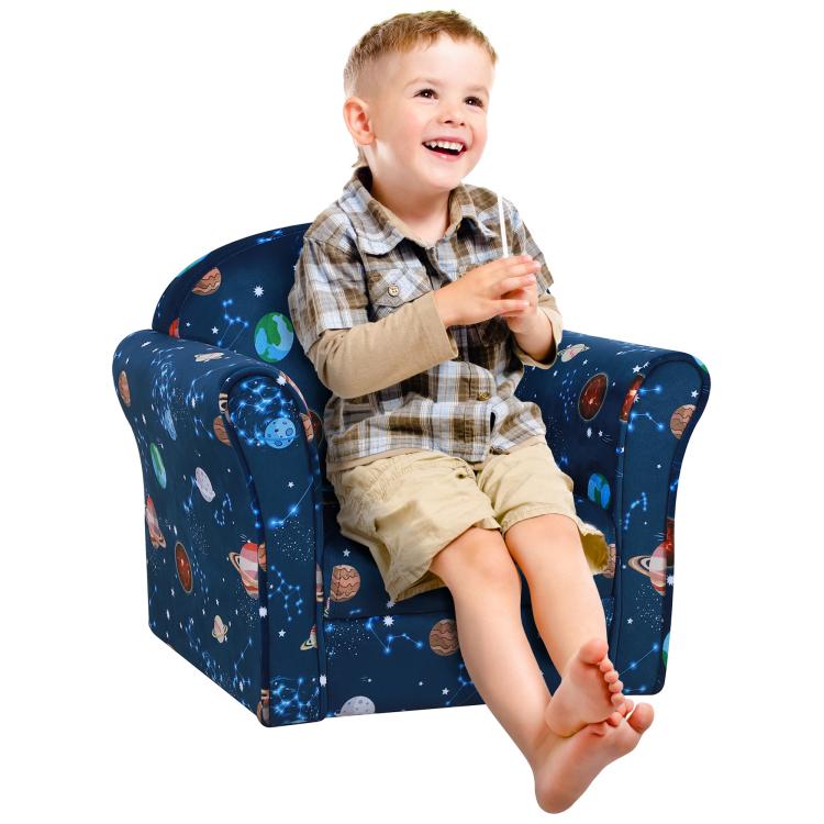 Picture of Kids Planet-Themed Armchair with Non-Slip Feet Wooden