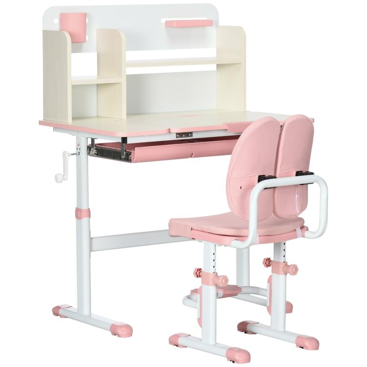 Picture of Kids Desk and Chair Set with Storage Shelves Washable