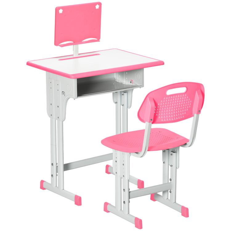 Picture of Kids Adjustable Desk and Chair Set Book Stand Pen Slot -