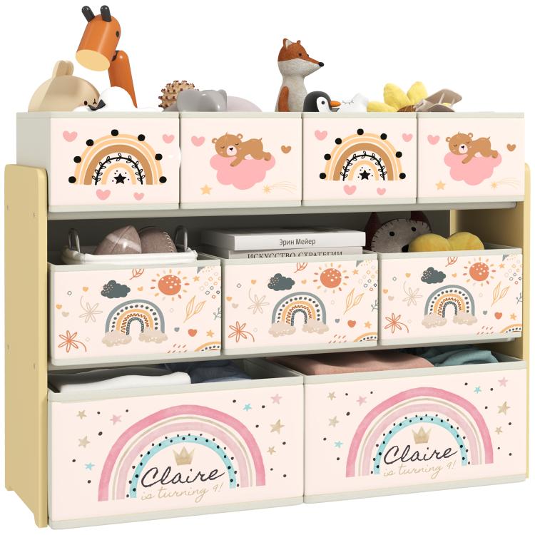 Picture of AIYAPLAY 3-Tier Kids Storage Unit with 9 Non-Woven Fabric