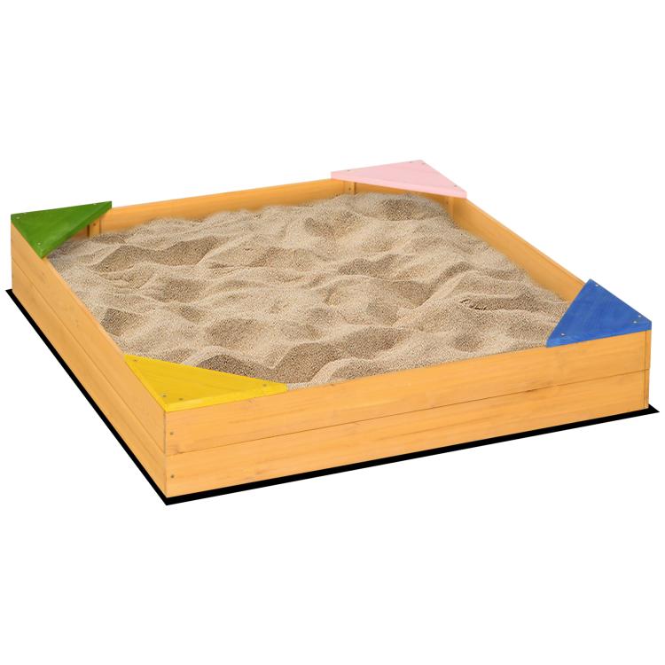 Picture of Kids Wooden Sandbox w Canopy Kitchen Toys Seat Storage