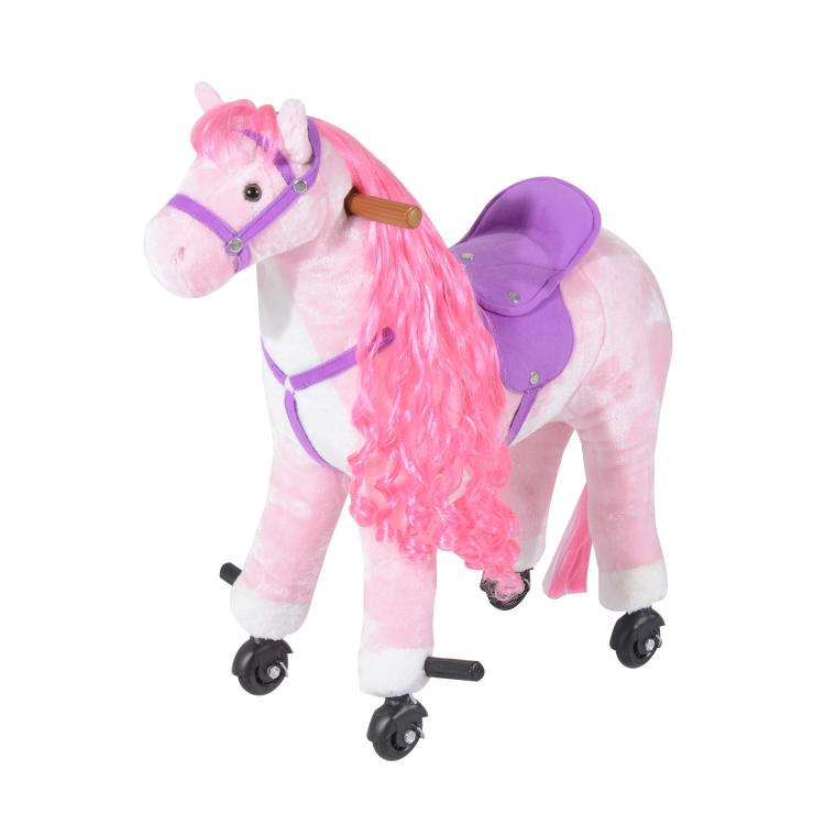 Picture of Plush Walking Horse Ride On Toy with Wheels and Realistic
