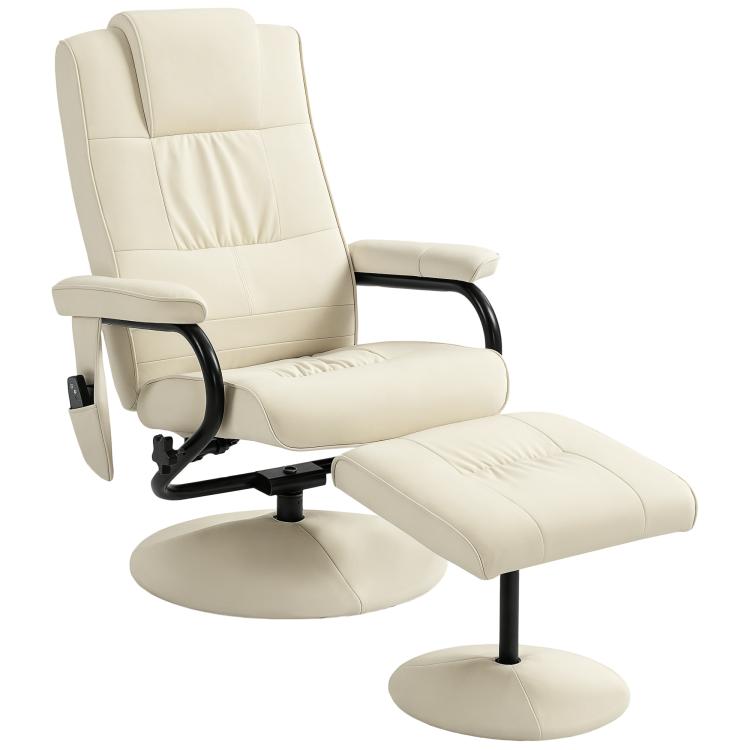 Picture of Swivel Recliner Chair and Footstool Faux Leather Massage