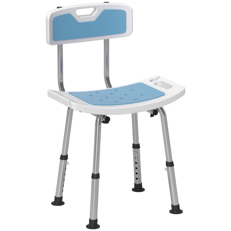 Picture of Shower Stool with Backrest Height Adjustable Shower Chair