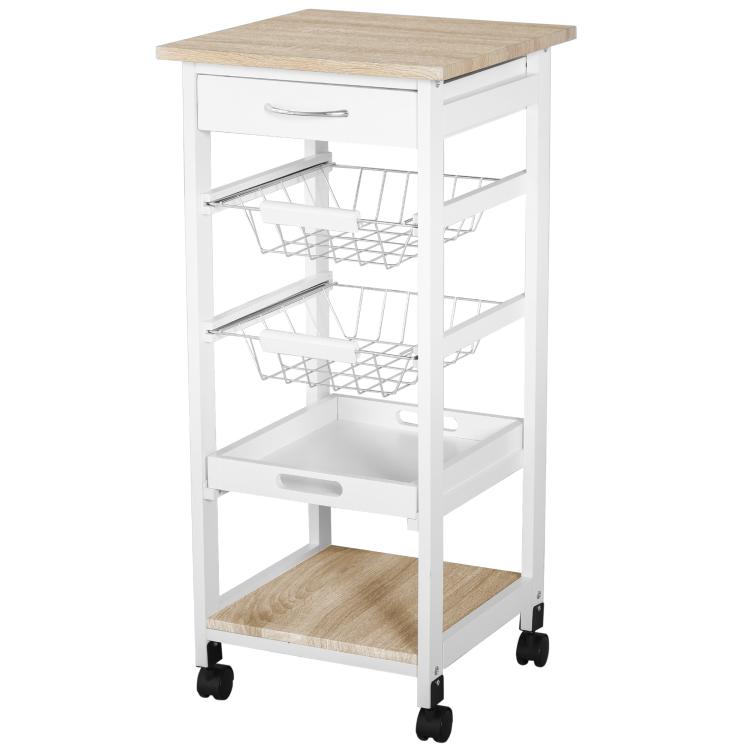 Picture of Rolling Kitchen Island Trolley Cart Drawer Shelves Basket