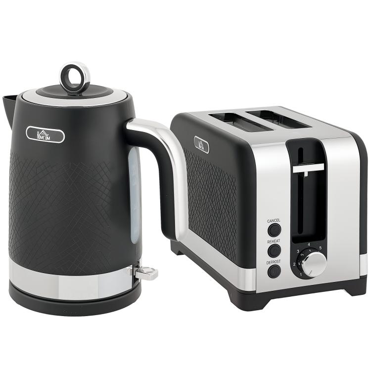 Picture of Sleek Textured Kettle and Toaster Set - Black