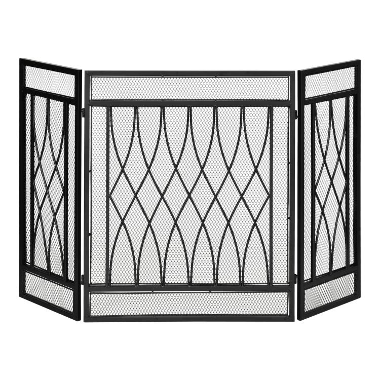 Picture of 126cm 3-Panel Metal Folding Fireplace Screen Heat Flame