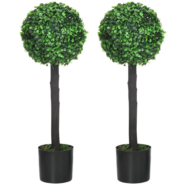 Picture of Set of 2 Artificial Plants Boxwood Ball Trees in Pot Fake