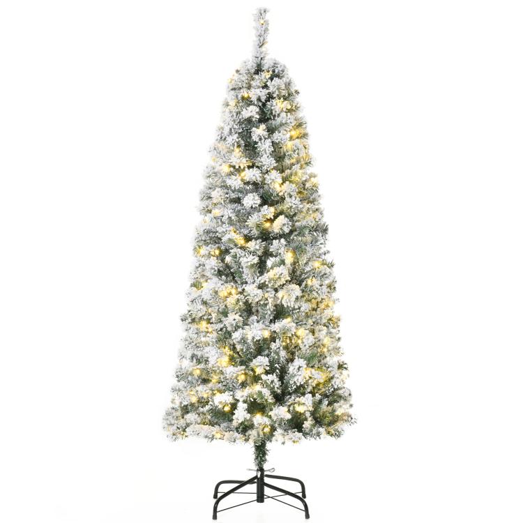 Picture of 4FT Prelit Artificial Snow Flocked Christmas Tree with Warm