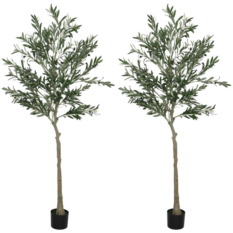 Picture of Set of Two Silk Leaf Artificial Olive Trees