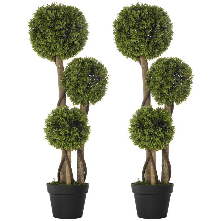 Picture of 2 PCs Artificial Evergreen Tree Fake Decorative Plant in