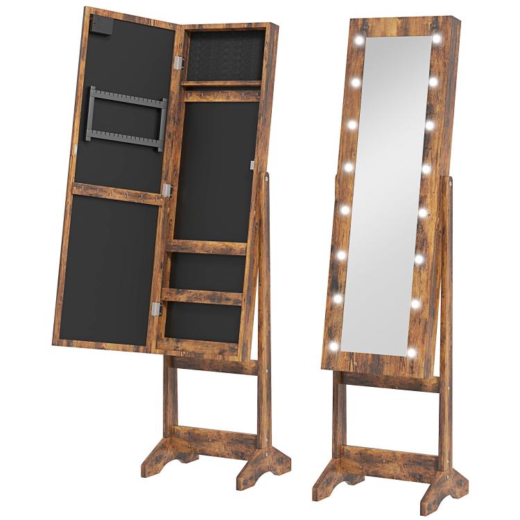 Picture of Freestanding Mirrored Jewellery Storage Cabinet - Dark Brown
