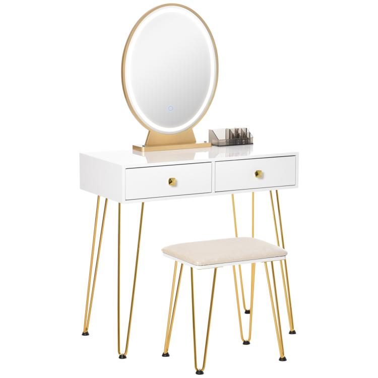 Picture of Dressing Table Set with Mirror Built-in 3 Color LED Light