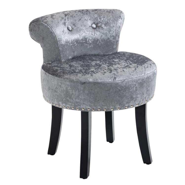 Picture of Dressing Table Stool with Rubber Wood Legs Ice Velvet