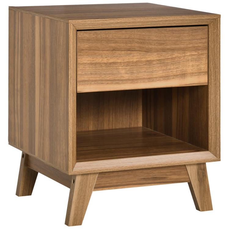 Picture of Nightstand with Rattan Drawer and Storage Shelf Bedside