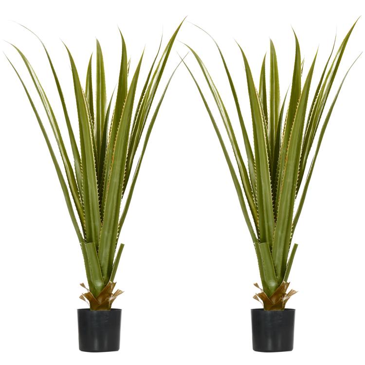 Picture of Set of 2 Artificial Plants Agave Succulent in Pot Desk Fake