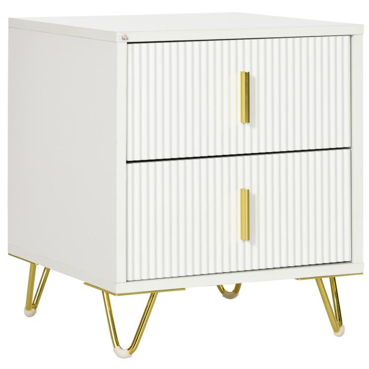 Picture of Elegant Chest of Two Drawers - WhiteGold-Tone