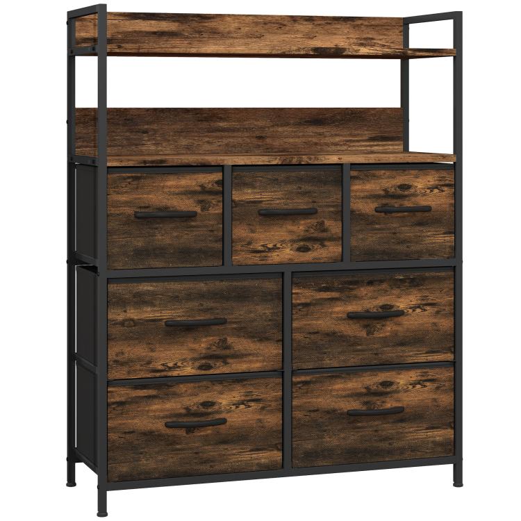 Picture of Rustic Chest of Seven Fabric Drawers - Rustic Brown