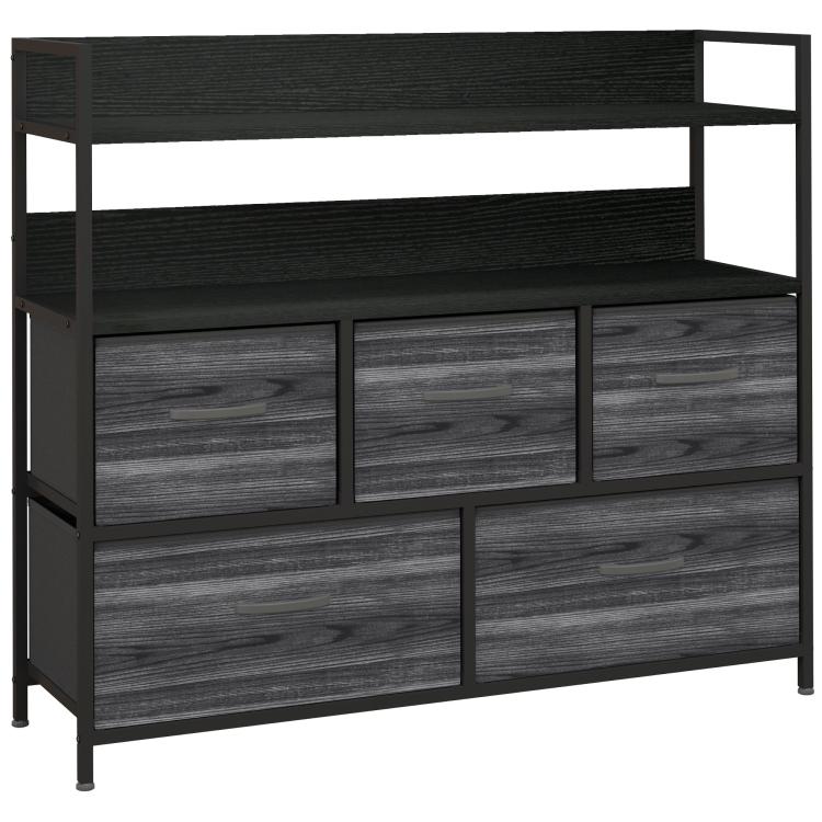 Picture of Rustic Chest of Five Fabric Drawers - Black