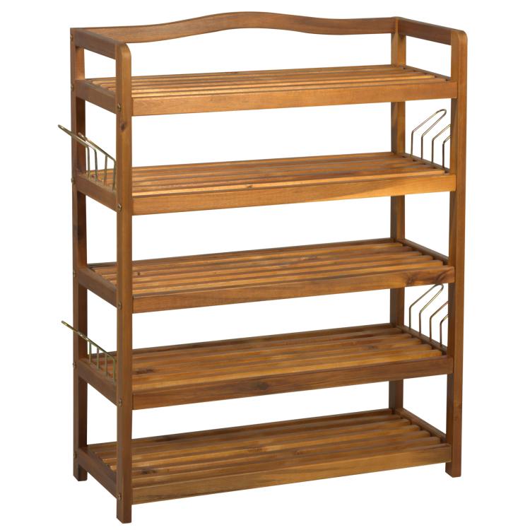 Picture of 5-Tier Shoe Rack Acacia Wooden Shoe Storage Organiser with