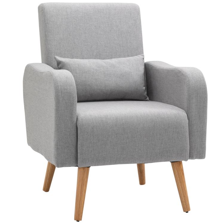 Picture of Accent Chair Linen-Touch Armchair with Pillow Upholstered