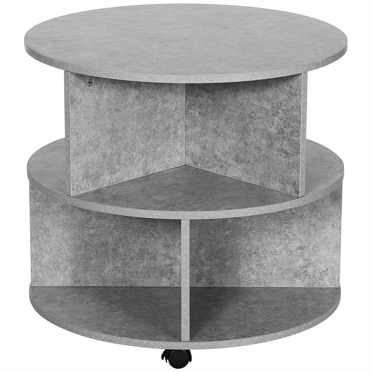 Picture of Round Coffee Table with Wheels 3-Tier Rolling Side Table