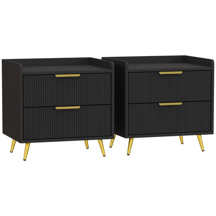 Picture of Elegant Four-Drawer Bedside Table - Black