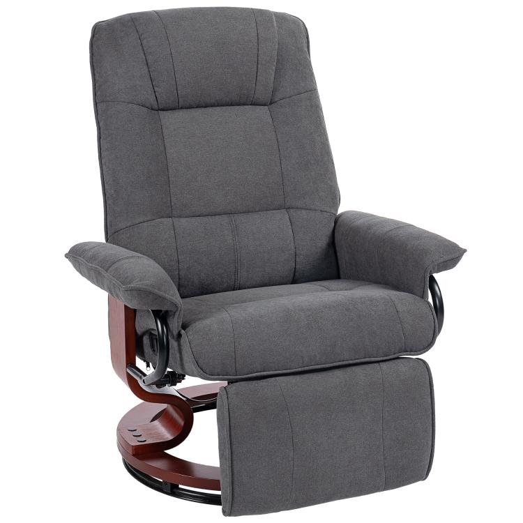 Picture of Reclining Swivel Chair with Footrest - Grey