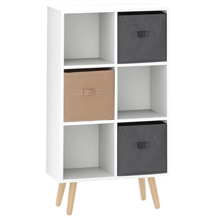 Picture of Freestanding 6 Cube Unit Cabinet Unit w 3 Fabric Drawers
