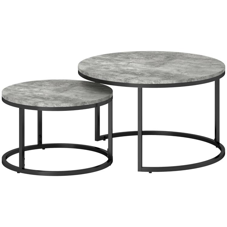 Picture of Set of Two Wood-Effect Stacking Tables - Brown
