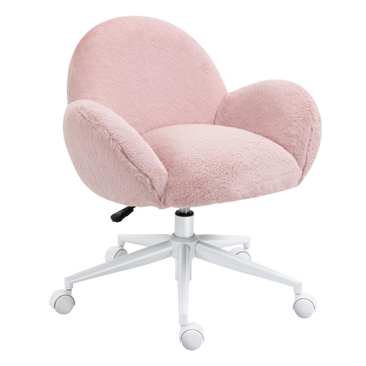 Picture of Makeup Vanity Chair Cute Fluffy Desk Chair with Rolling