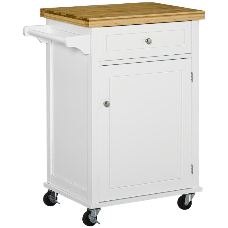 Picture of Kitchen Cart Storage Trolley Wooden Cabinet with Drawer