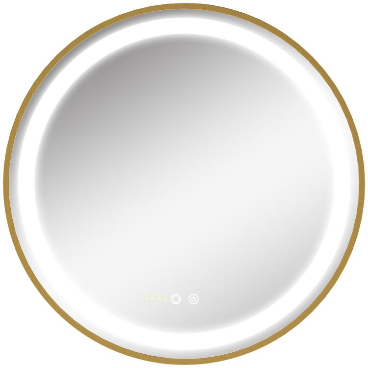 Picture of kleankin Round LED Bathroom Mirror Dimmable Lighted