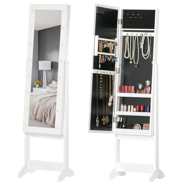 Picture of Free Standing LED Mirrored Jewelry Cabinet Armoire Floor