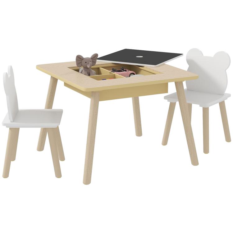 Picture of AIYAPLAY 3-Piece Kids Table and Chairs Set with Convertible