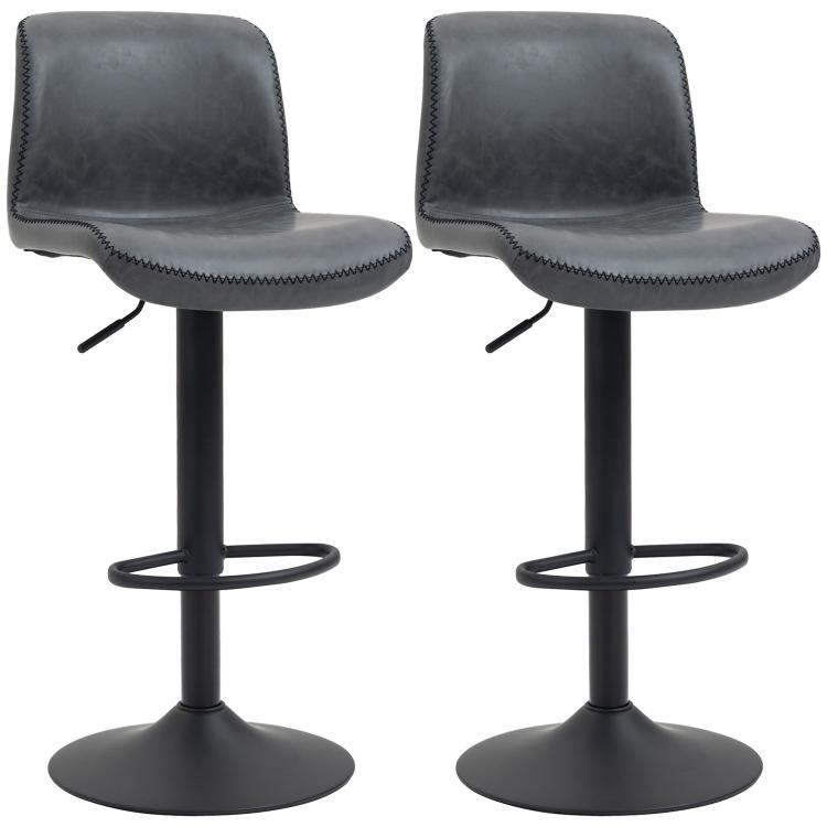 Picture of Bar Stools Set of 2 PU Leather Barstools with Backrest and