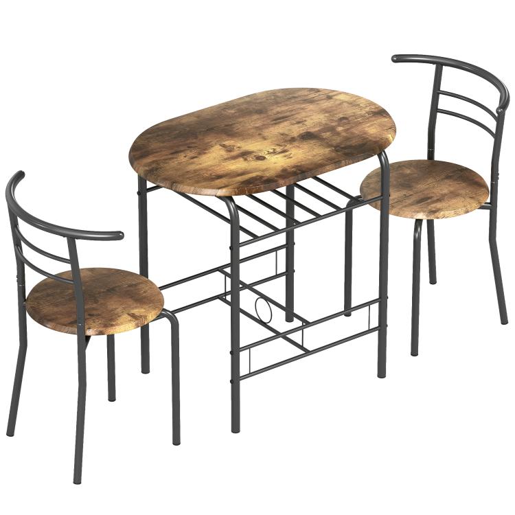Picture of Three-Piece Compact Dining Set - Rustic Brown